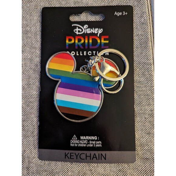 Disney Pride Collection 2023 Mickey Mouse Head Key Chain - Picture 1 of 2